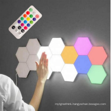 Rebow drop shipping stock wall mounted magnetic honeycomb quantum white touch DIY led night hexagonal lights